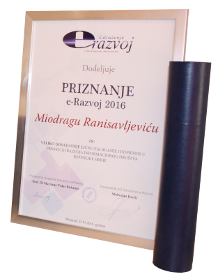 Priznanje e-Razvoj 2016 Miodrag Ranisavljevic